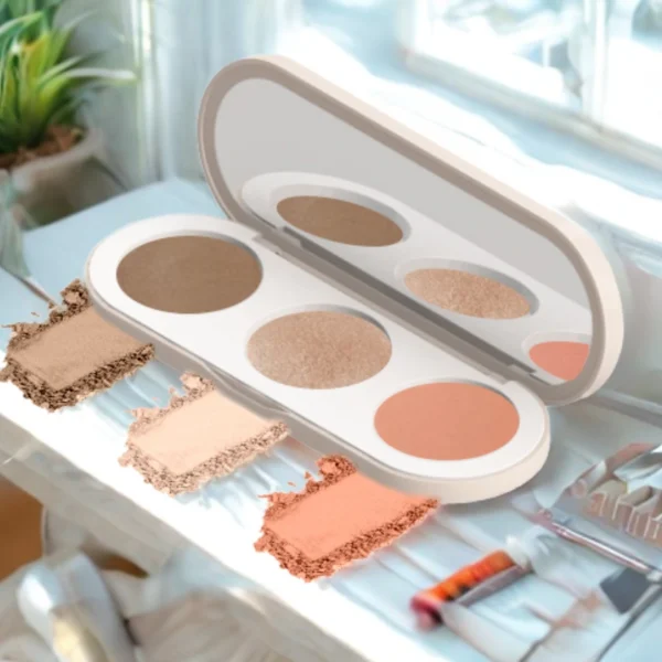 Palette Visage Pêche Farmasi ouverte avec les trois teintes visibles